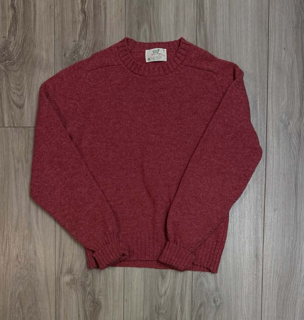 Vintage Lord Jeff 100% Shetland Wool Crewneck Sweater, Red, Size Small